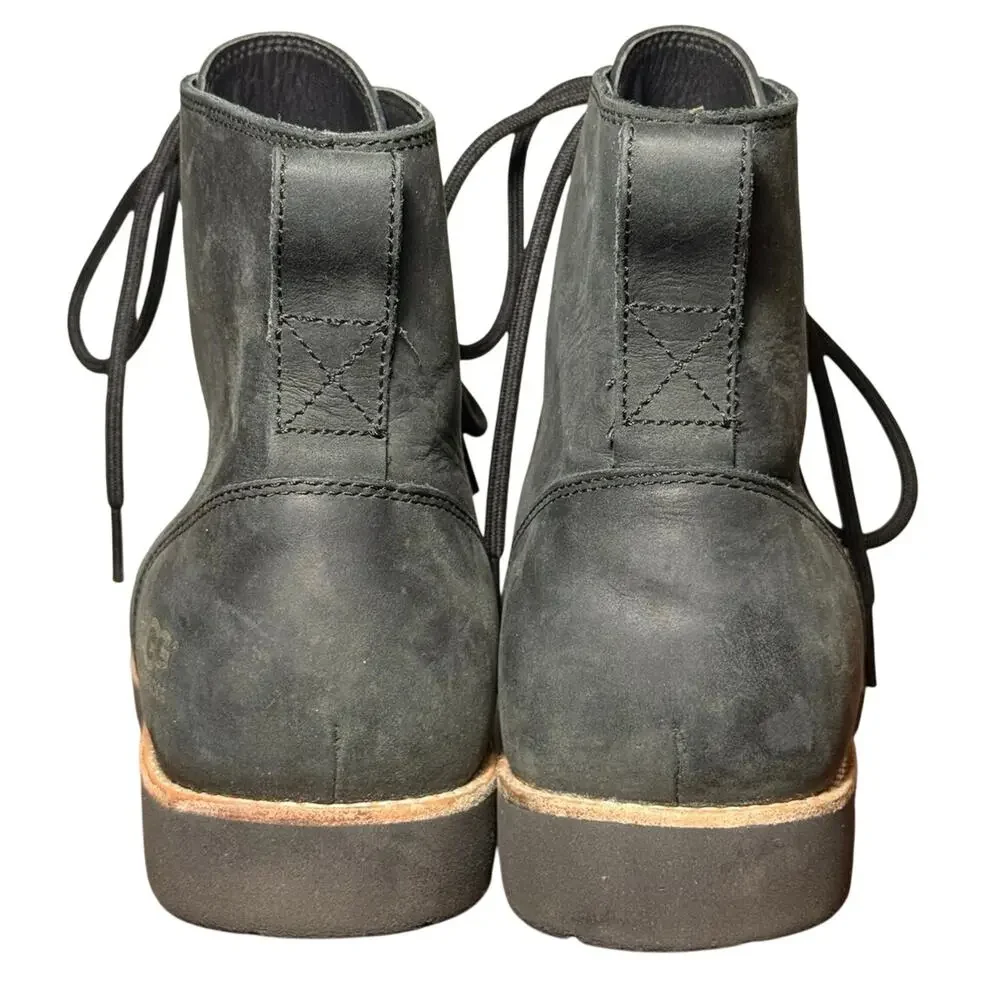 UGG Ritter Men's Black Waterproof Leather Lace Up Winter Boots 1099538 Size 9.5